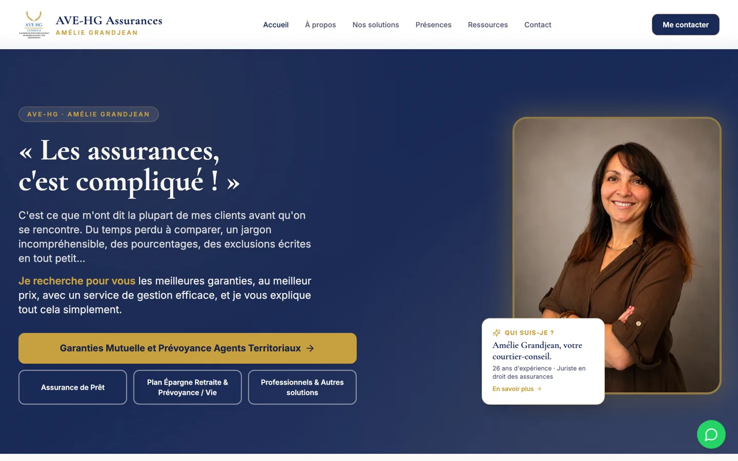 Site de la courtière AVE-HG Assurances créé par Digitori